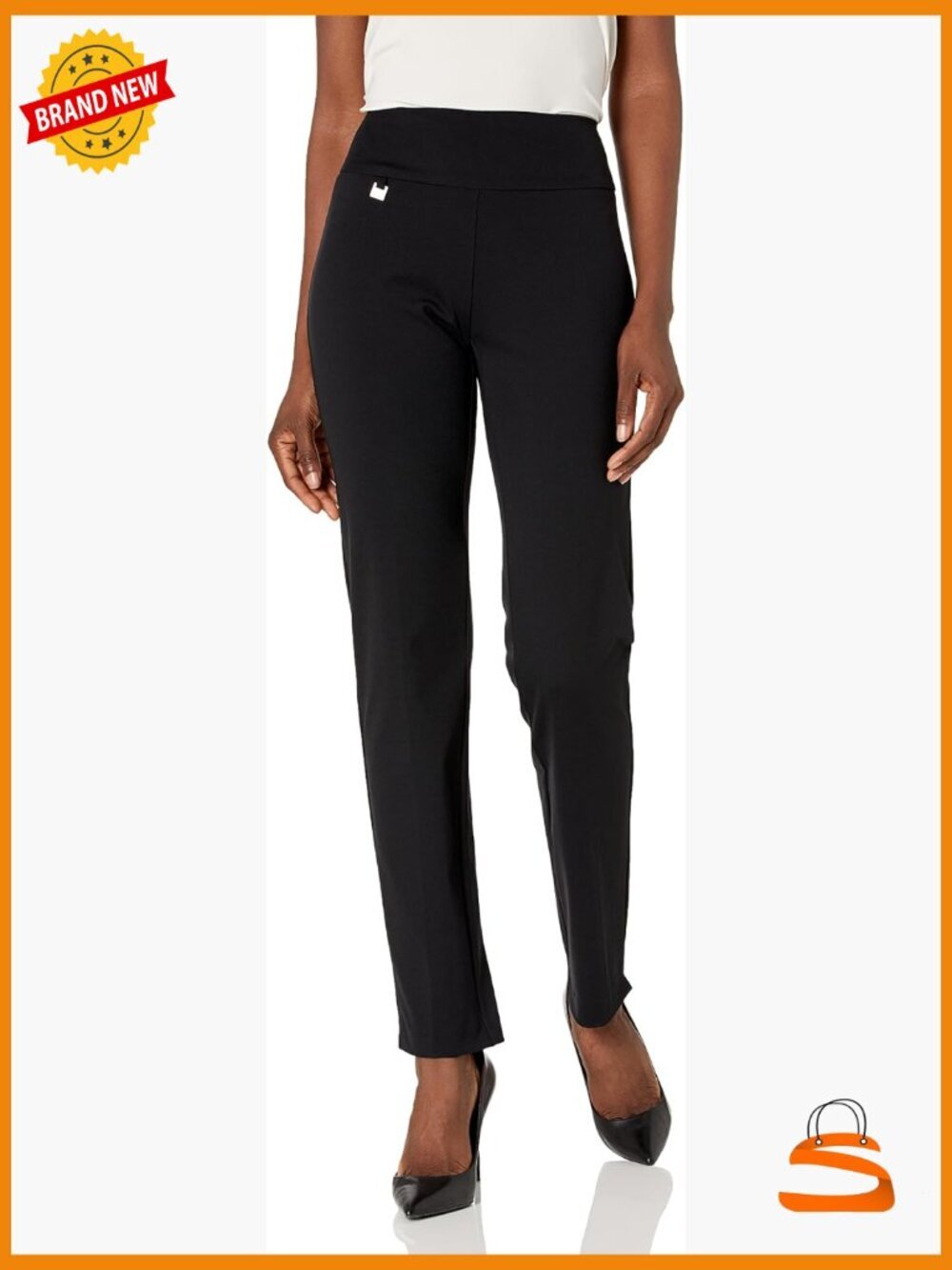 Pull on Solid Knit Easy Fit Narrow Leg Pant With Tummy Panel